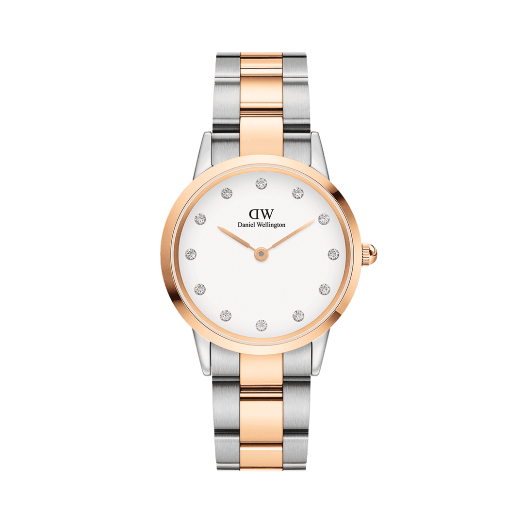 Iconic Lumine – 보석 장식의 에그셸 화이트 다이얼과 크리스탈로 완성된 시계 32mm | DW