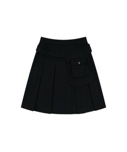 Ribbon Preppy Pleated Skirt Black