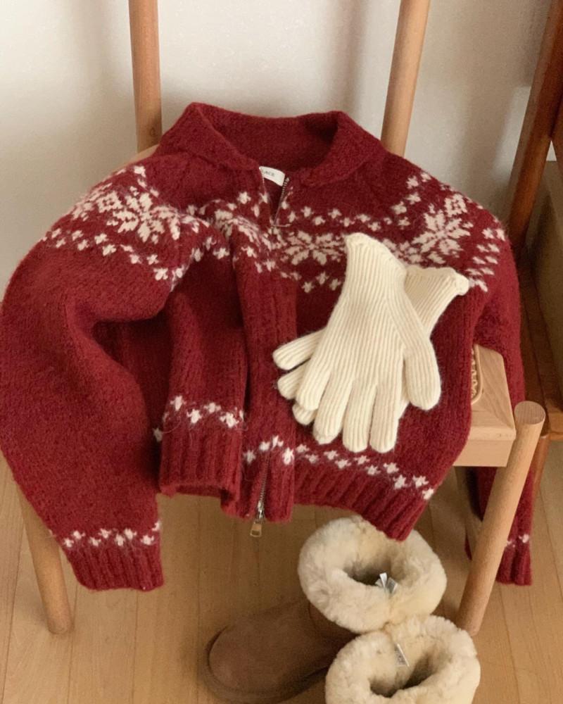 (당일) 런던레이스 스노우 니트 집업 가디건 londonlace
