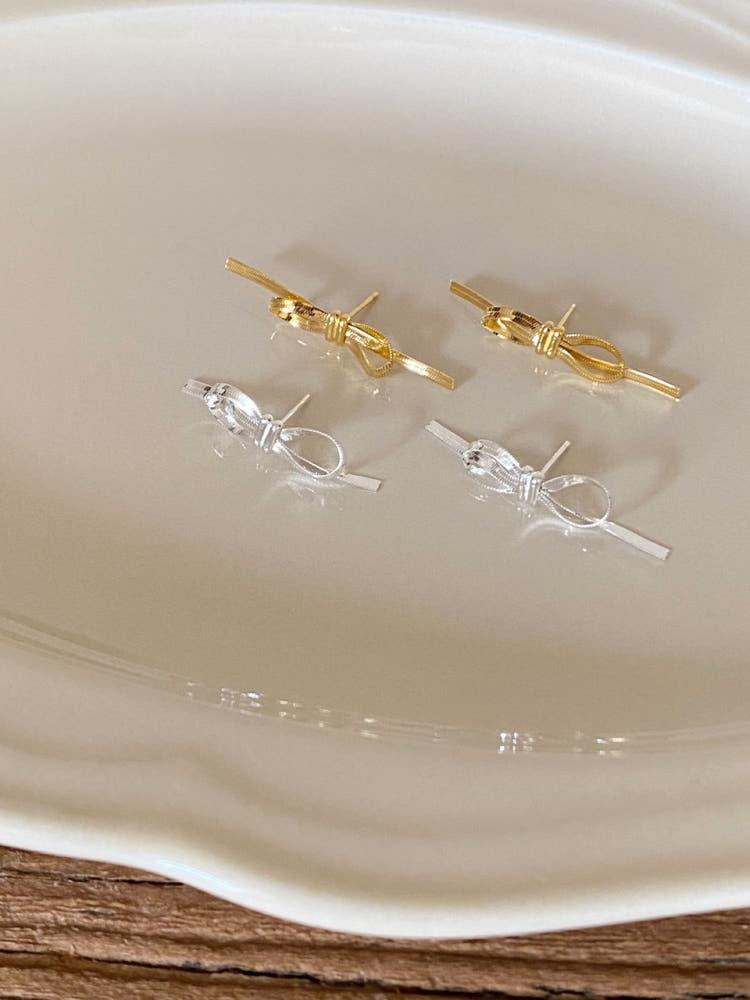 퓨어비 (925실버) winsome ribbon earring 윈썸 리본 뱀줄 귀걸이