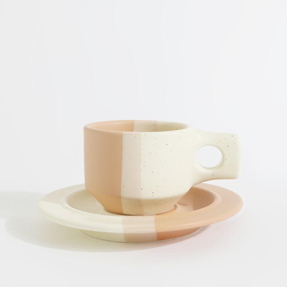 [22차입고]Color Block Line Flat Cup & Saucer - Blush