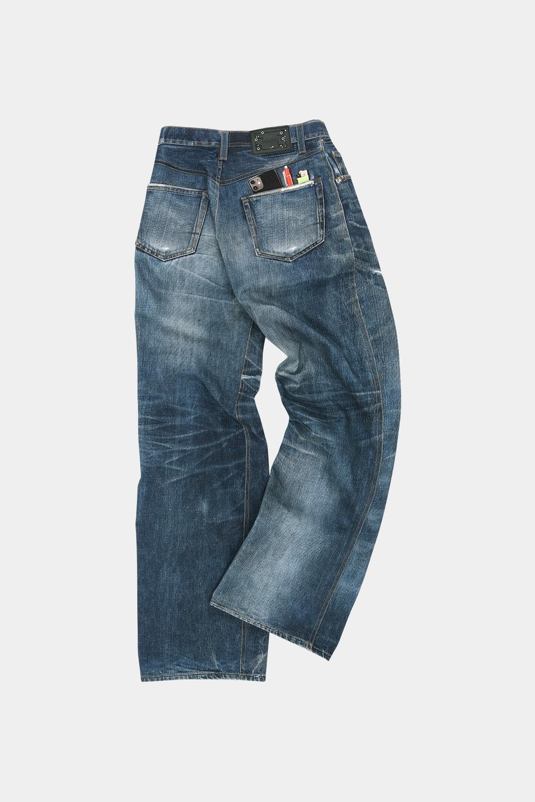 TROMPE L'OEIL PRINTED DENIM PANTS apa741u(BLUE)