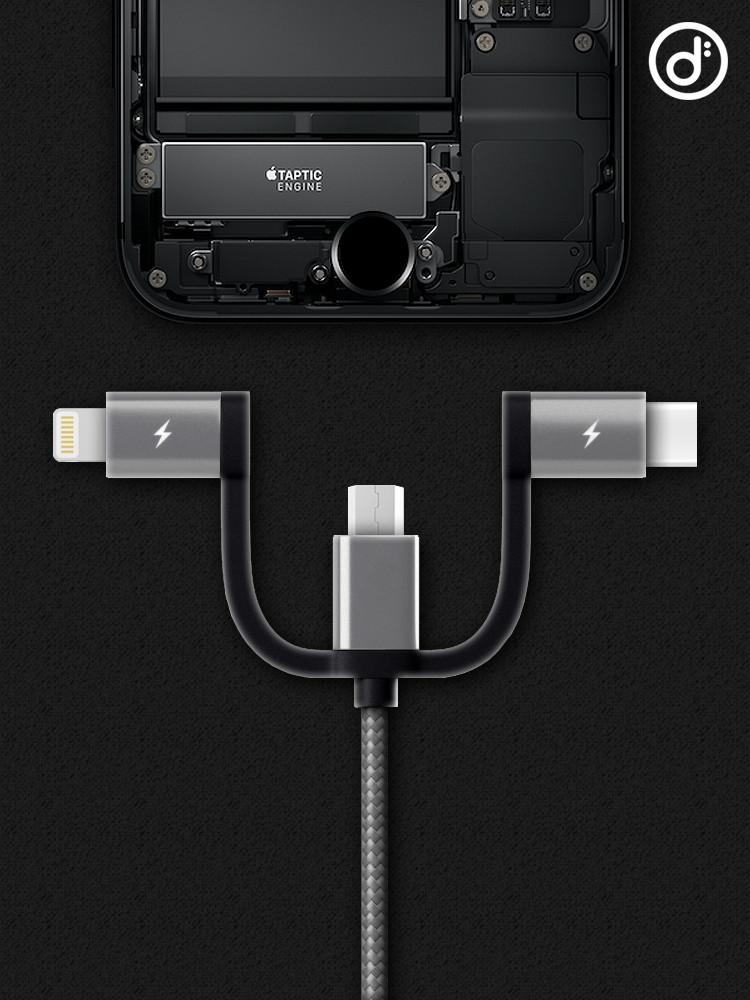 몬스터 3in1 8핀 c타입 5핀 고속충전케이블