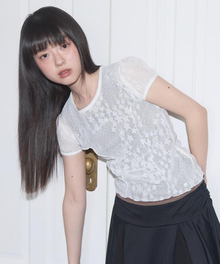 WAVE PUFF LACE TEE (WHITE) F25QB127