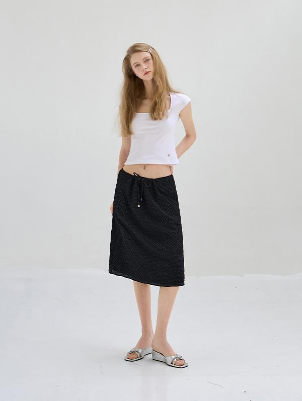 DOT MIDI SKIRT (BLACK)