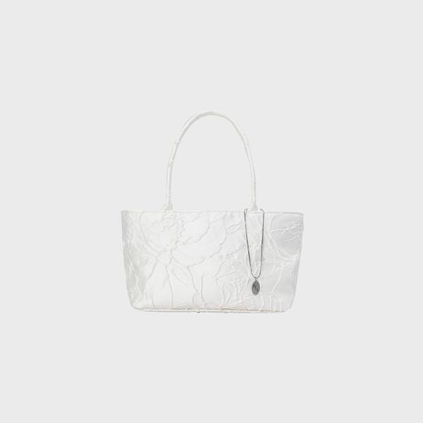 [4차] Flower Jacquard Tote Bag - White
