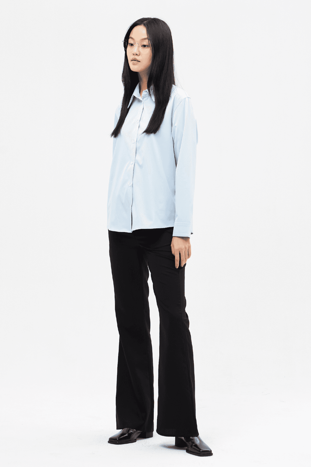 리사이클 스트레치 패일블루 셔츠