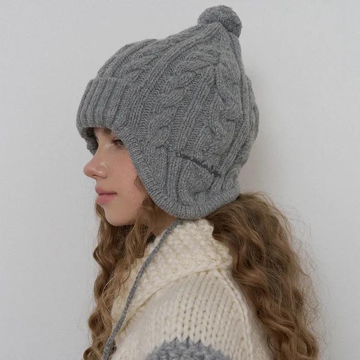 [4th] Knit Cable Tropper Hat - 2Color