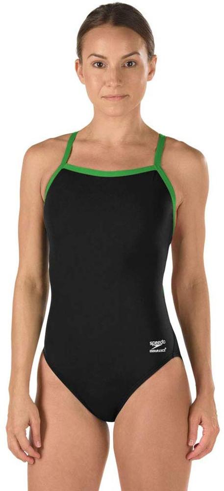 스피도 우먼 원피스 수영복 에듀런스 플라이백-Black/Bright Green
