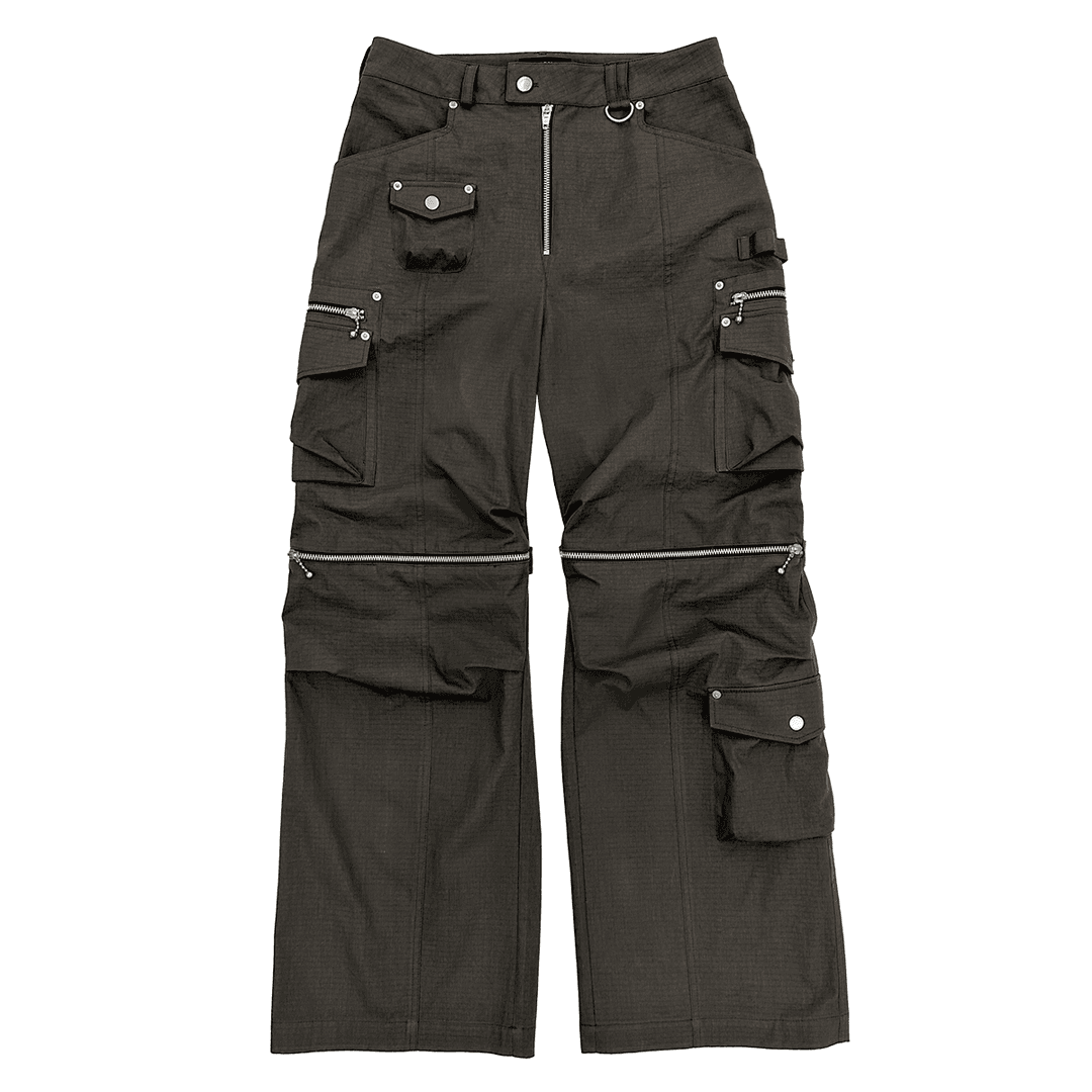 Exposed Zipper Cargo Pants (Charcoal)