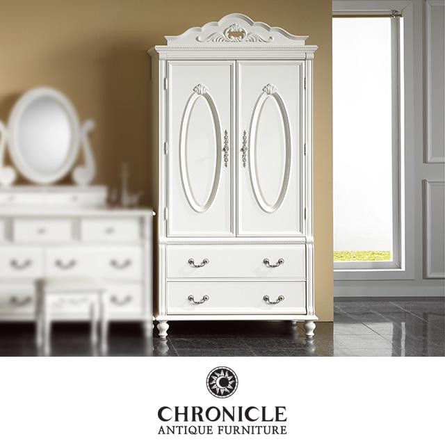 크로니클 프렌치 옷장 엔틱 화이트 입본장