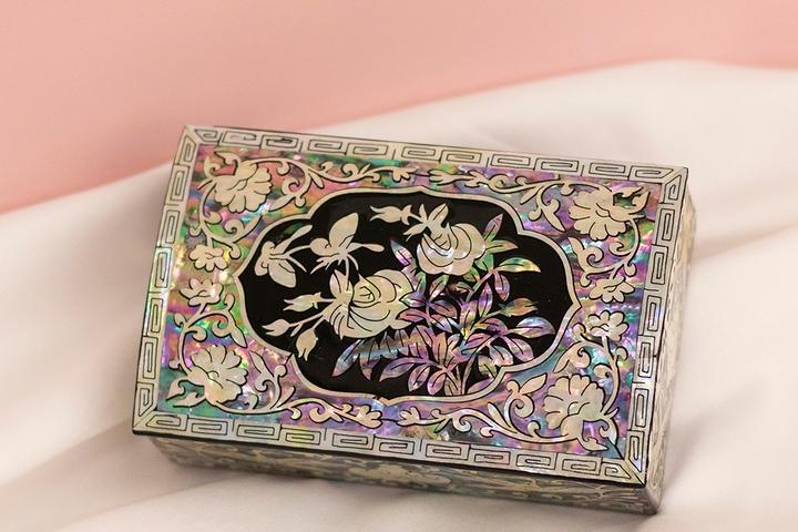 나빌레라  나전칠기 엔틱 미니이조장미명함함 자개함