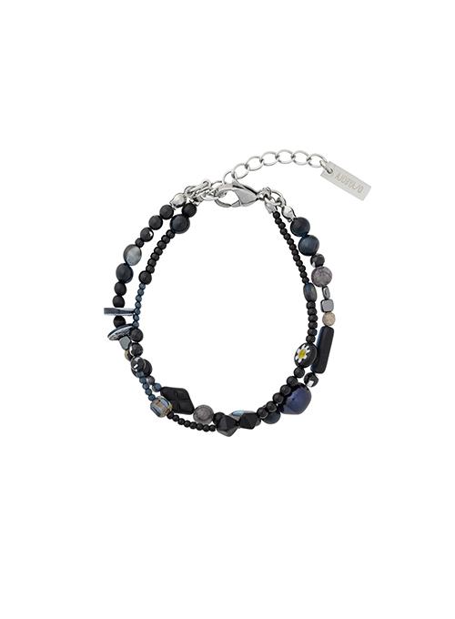 Black Light Beads Layered Bracelet [BLACK]