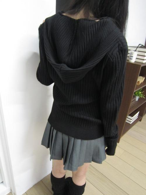 나의나인 [nnn] drop hood cardigan _ black