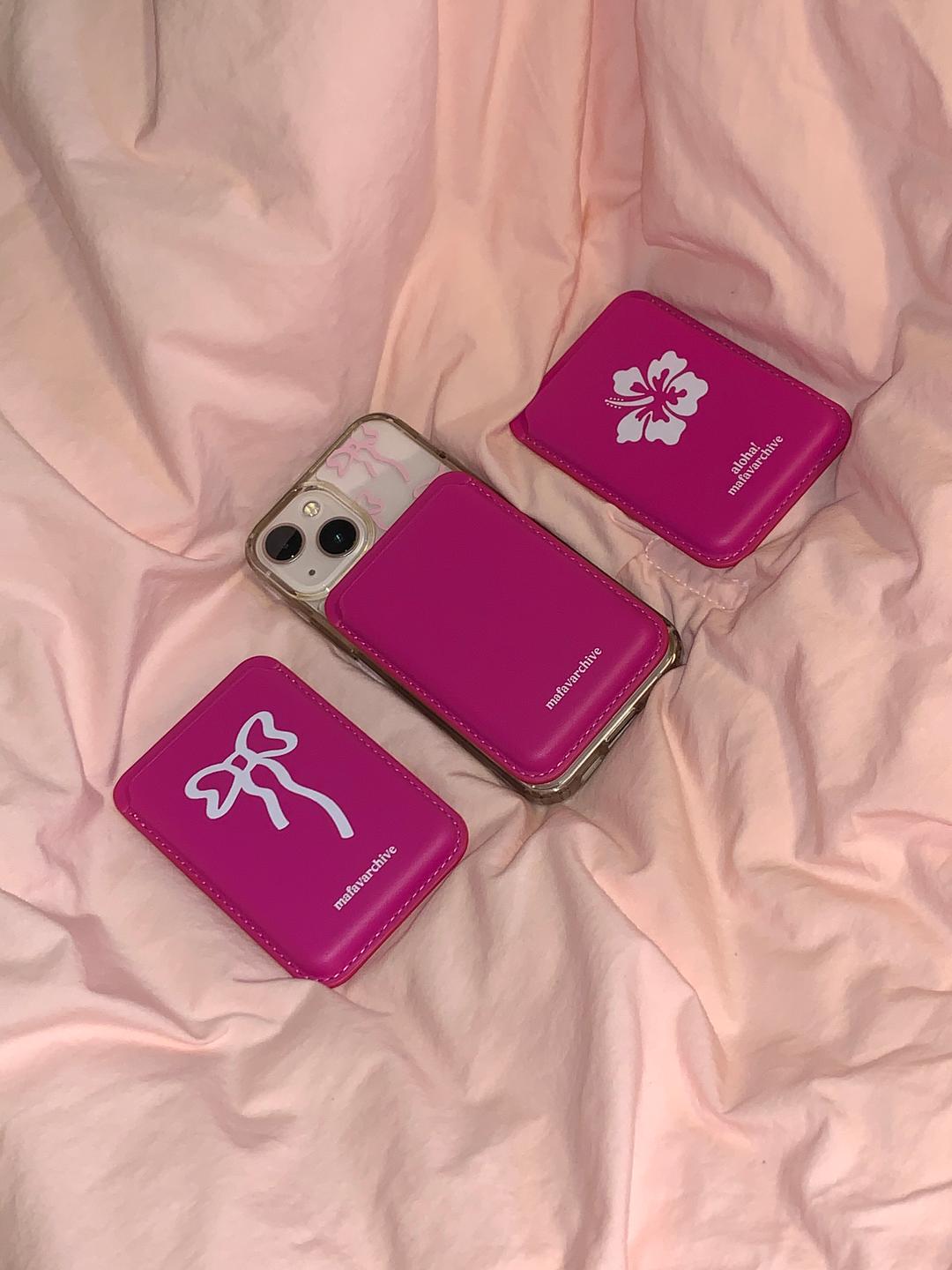 hot pink magsafe leather wallet