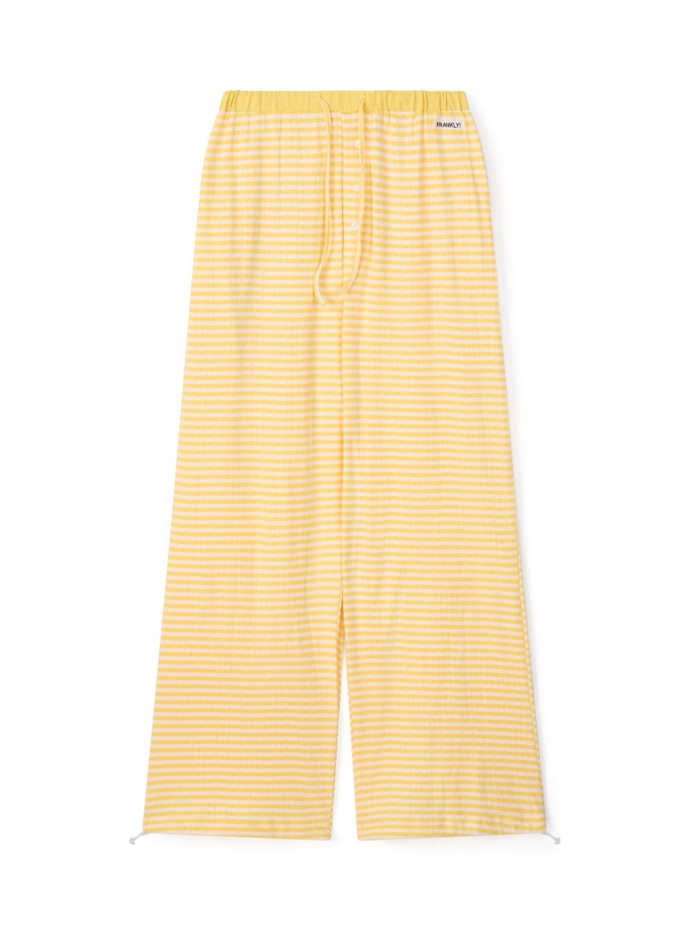 Stripe String Knit Pants, Yellow