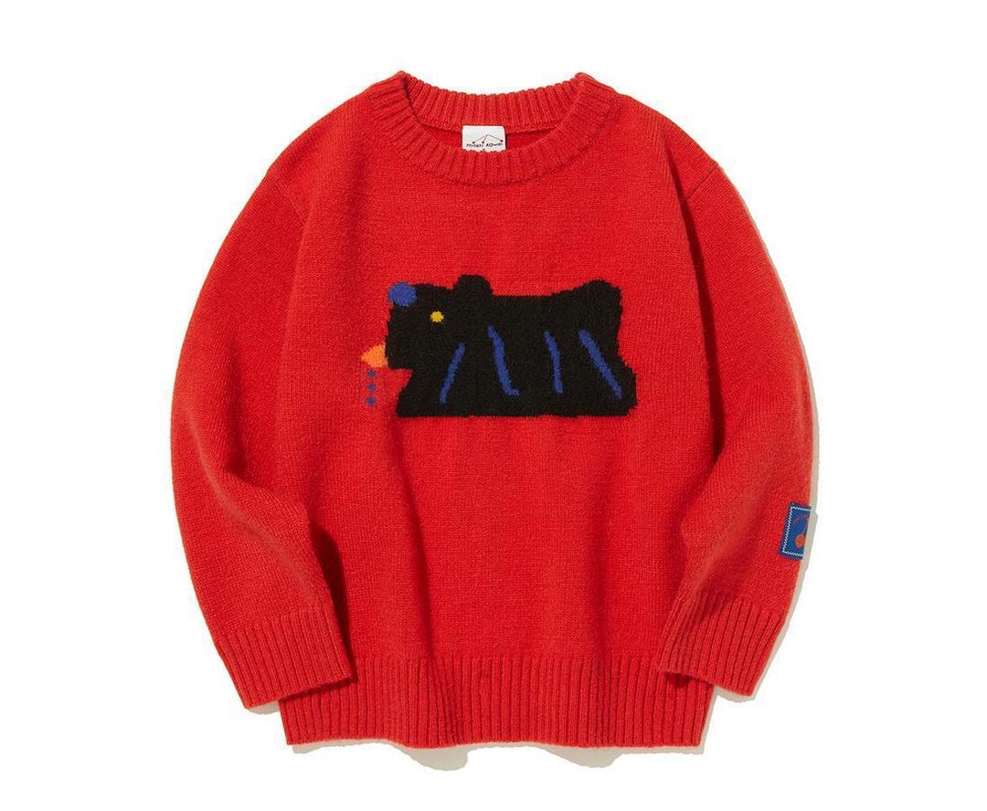 키르시 X 미사키 카와이 키즈 패밀리 베이직 니트 [레드]