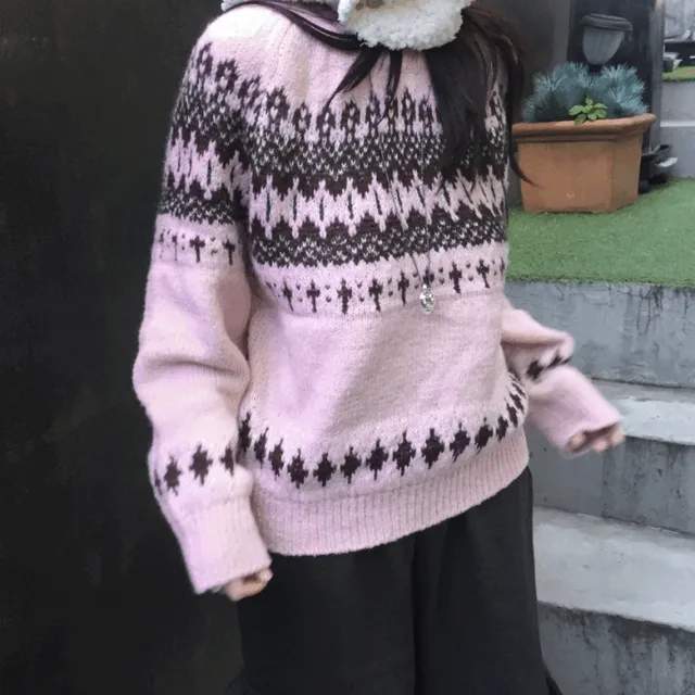 퐁퐁 숏 빈티지 눈꽃 니트 (3c)