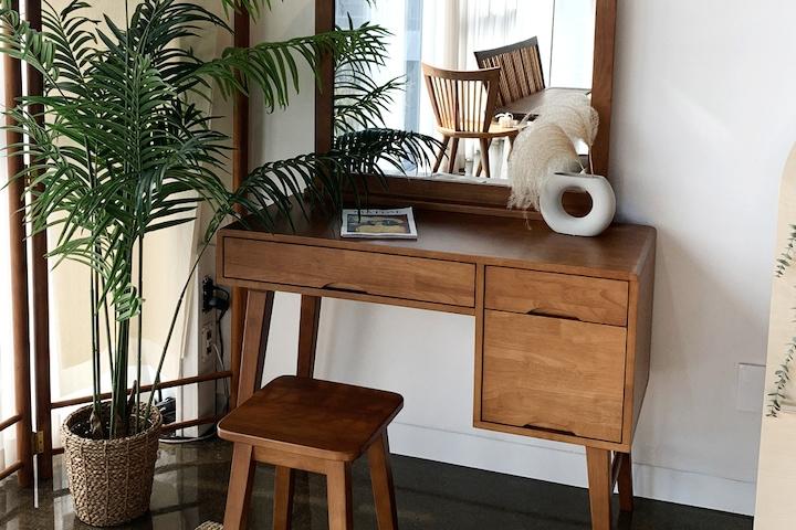 판테온 고무나무 원목 수납 화장대