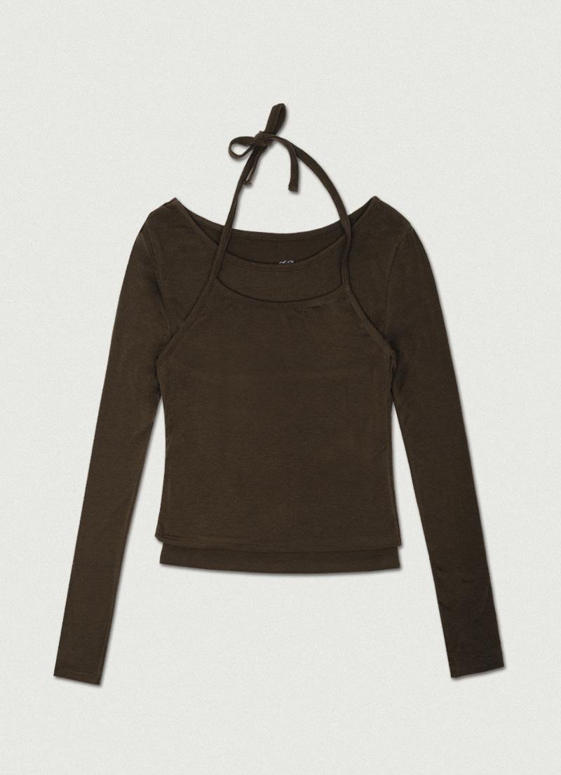 2nd/ Le Halter Layered Top [brown]