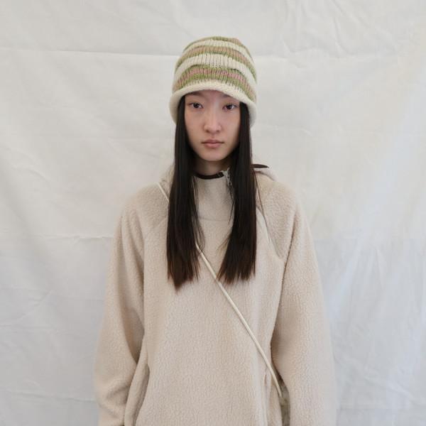 [마지막 재고] Diagonal Line Fleece Hoodie (Ivory)