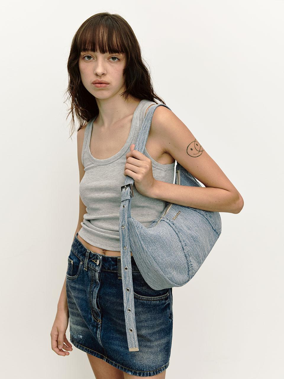 [5/17 순차발송] Vintage Denim Stitch Hobo Bag