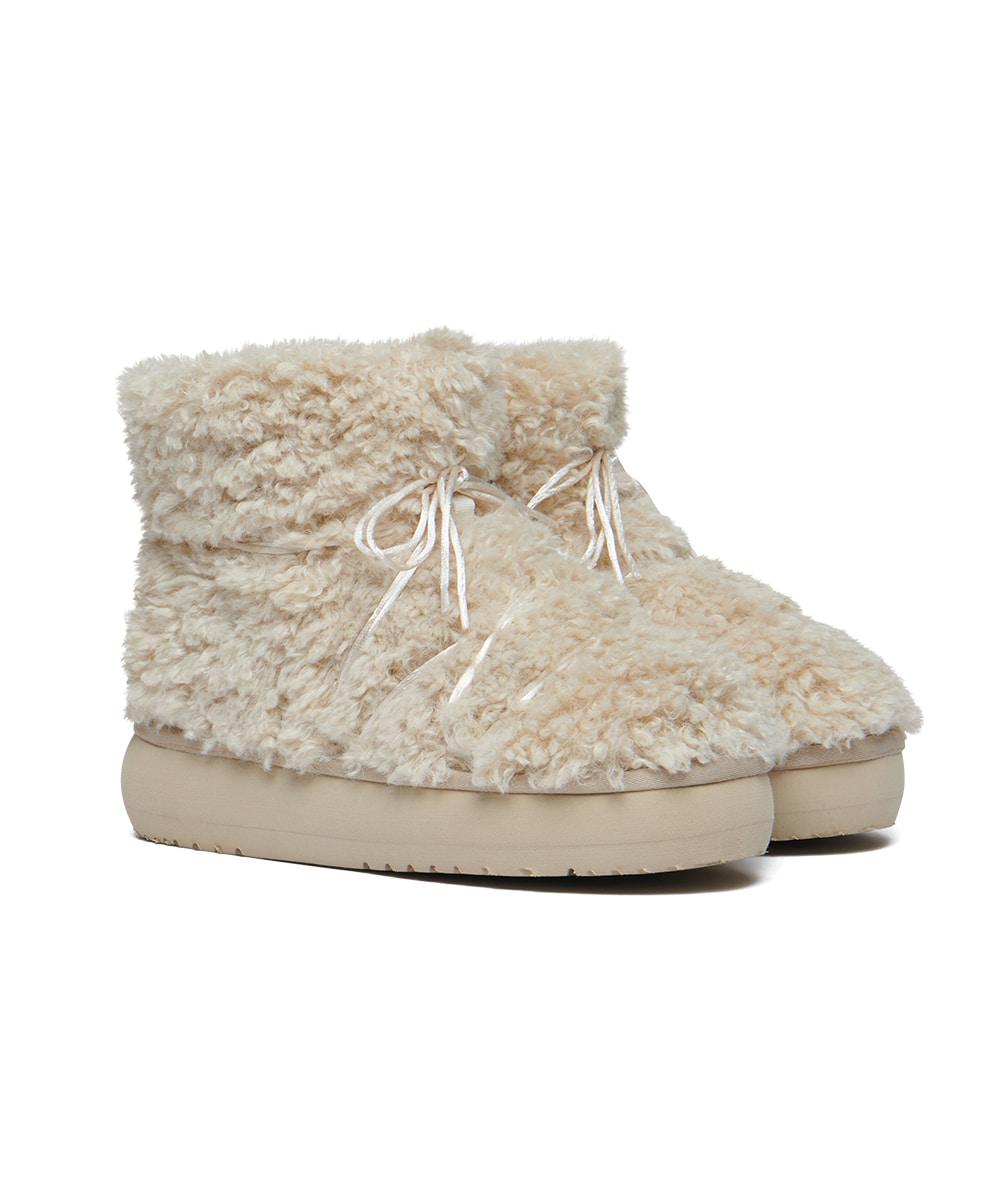 CURLY FUR BOOTS SHORT - BEIGE