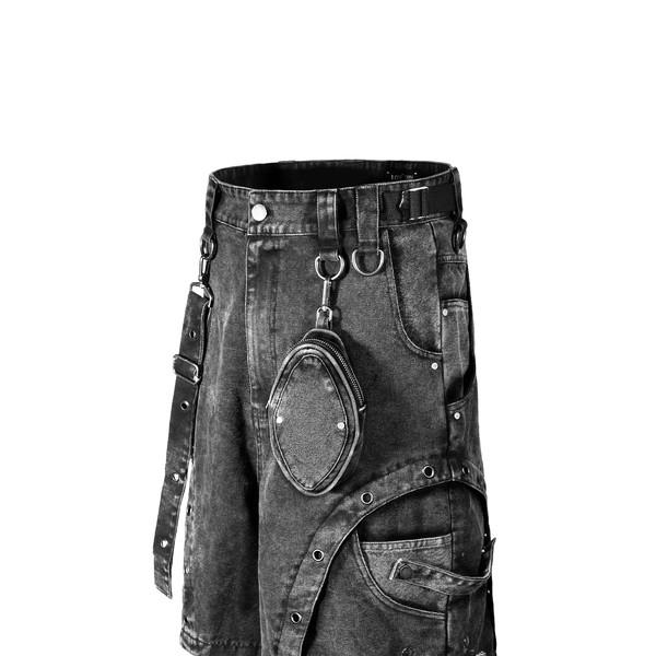 "Galaxy" collection heavy washed waist bag streamer shorts