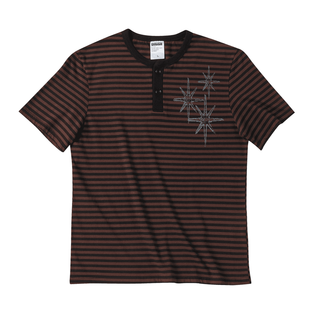 언타이틀 스테리나잇 스트라이프 헨리넥 반팔 [블랙/와인]