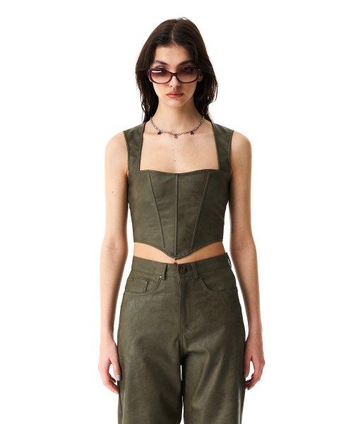Hazel Sleeveless Corset Khaki