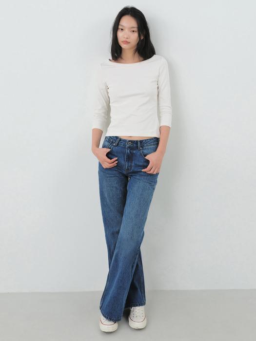 워시드 스트레이트 데님 팬츠_BLUE