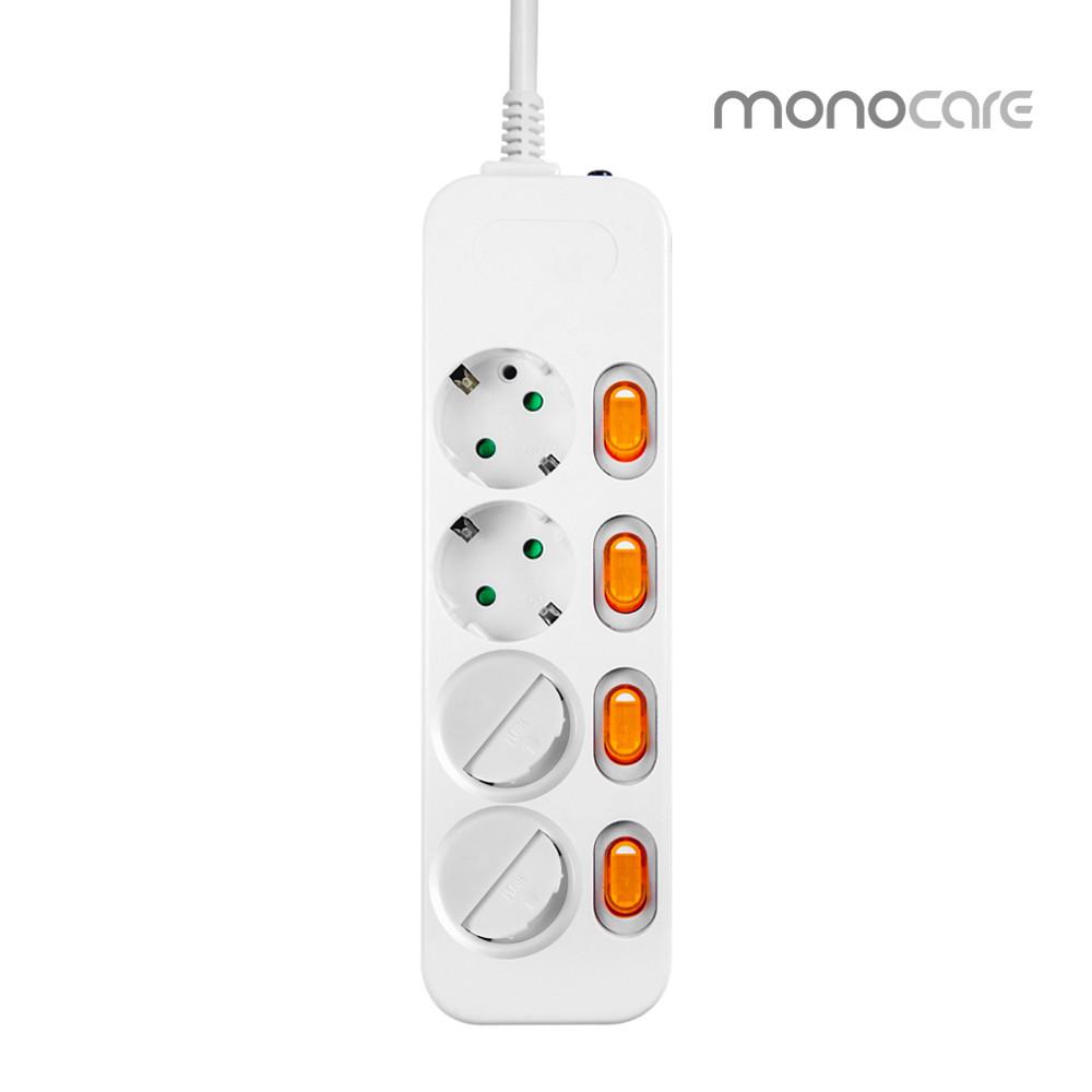 모노케어 안전 멀티탭 멀티콘센트 과부하차단 개별 4구 1.5m