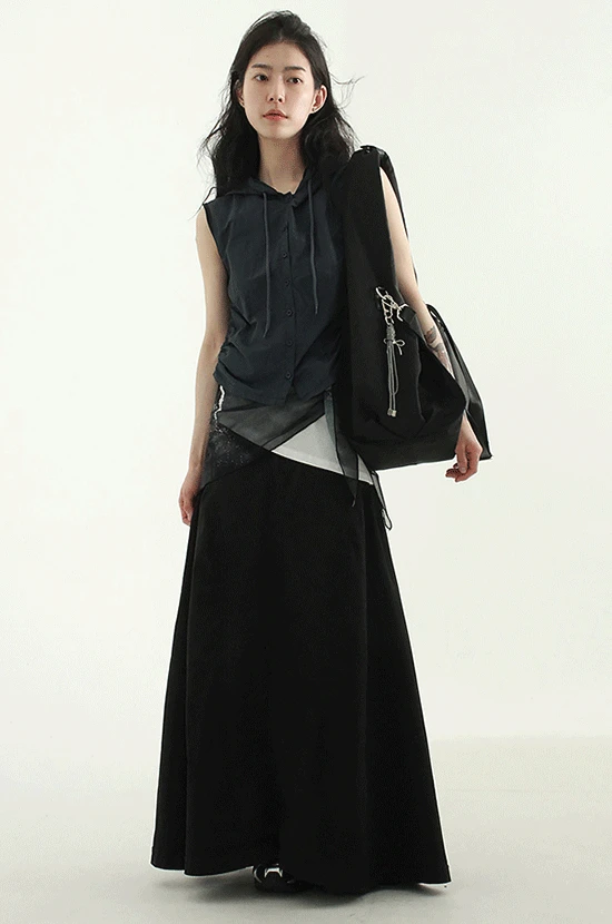 cotton flare maxi skirt