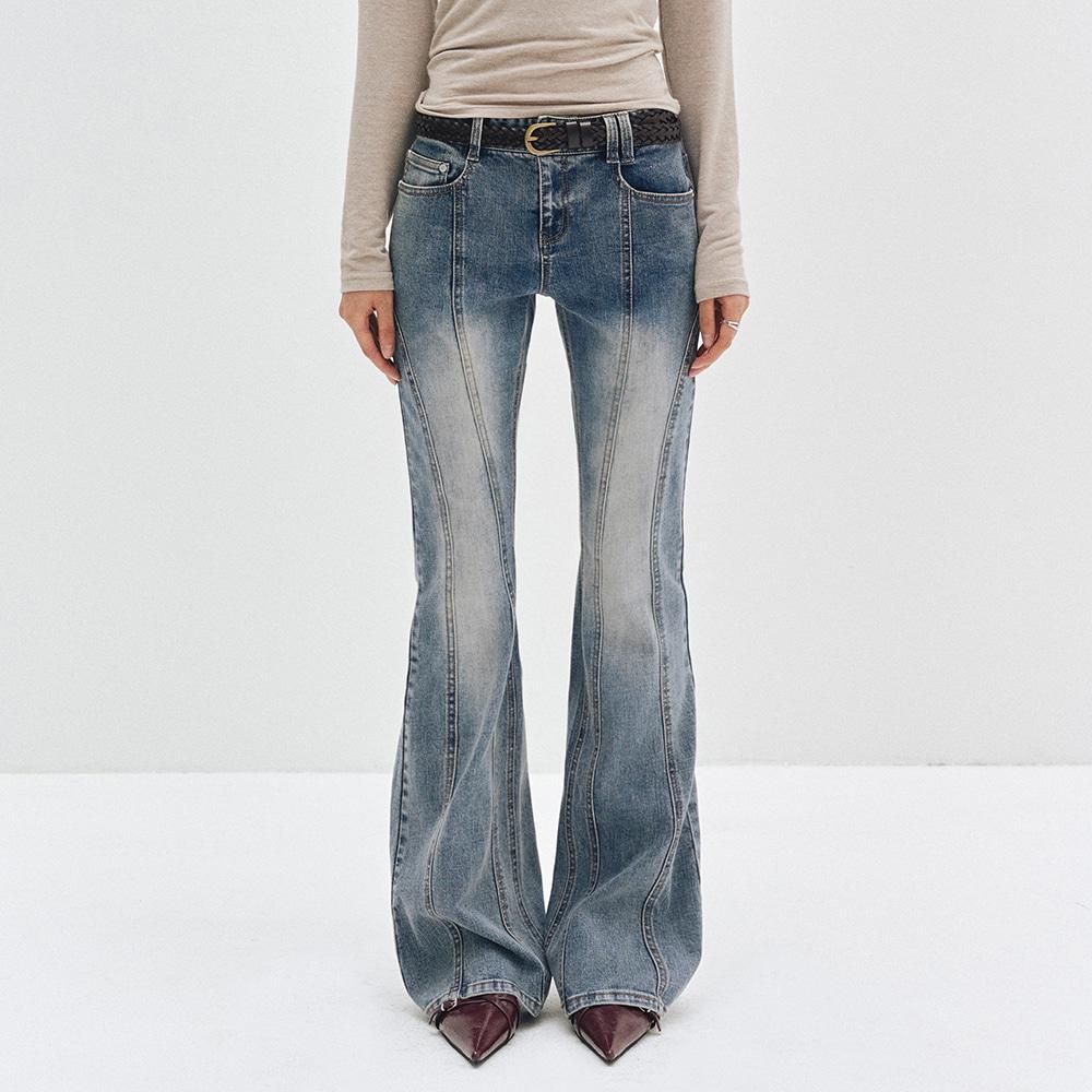 [W]Curved Slim Low Rise Flared Jeans DCWPT011BLUE