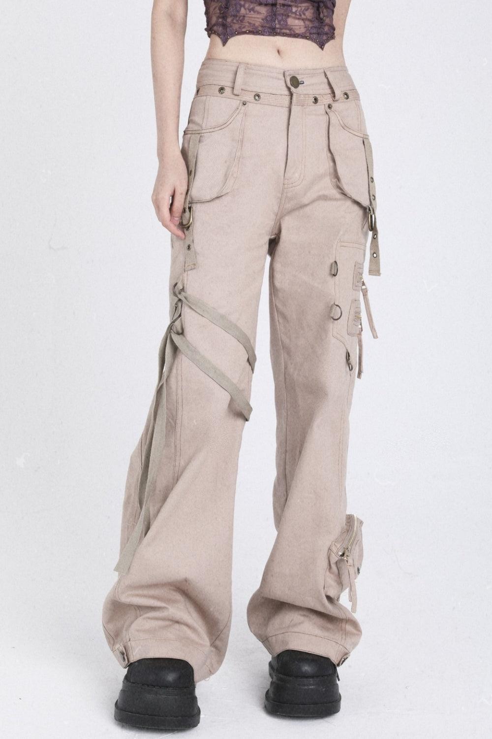 Multi-Pocket Cargo Pants - Khaki / L
