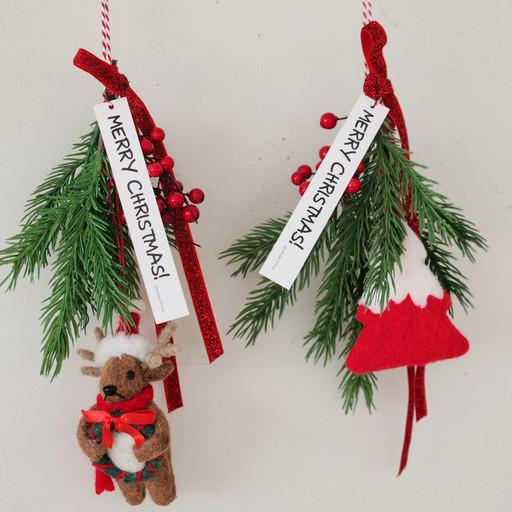🎈크리스마스 조화스와그🎄사슴 트리 오너먼트 현관장식