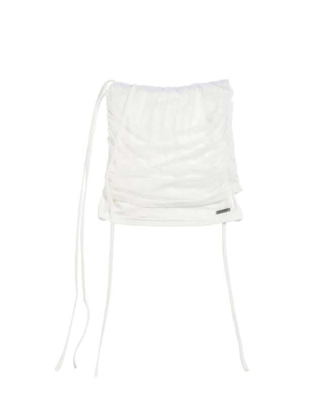 SEE-THROUGH SHIRRING TUBE TOP_IVORY
