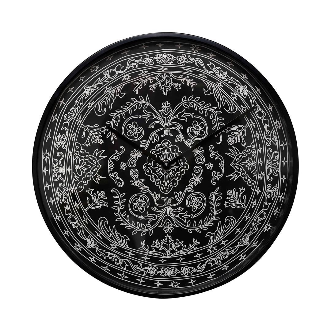 Doodle Persian Wall Clock Black
