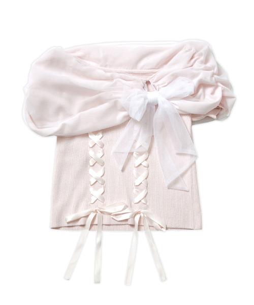 Melty tulle off-shoulder トップス