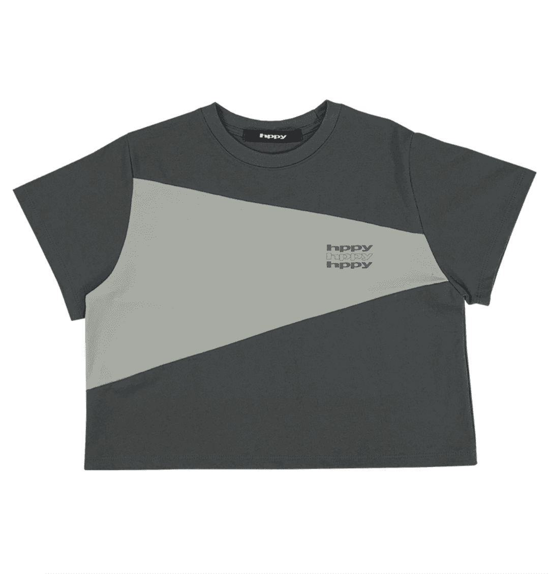 CROPPED COLOR SCHEME TEE - CHARCOAL