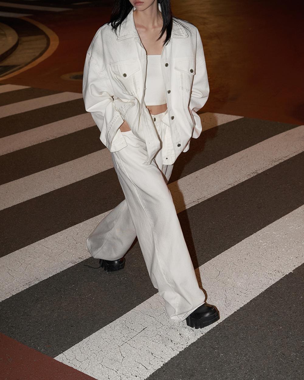 24FW white spray denim set-up