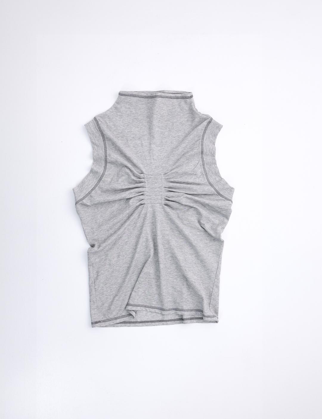 Pintuck highneck top (melange grey)