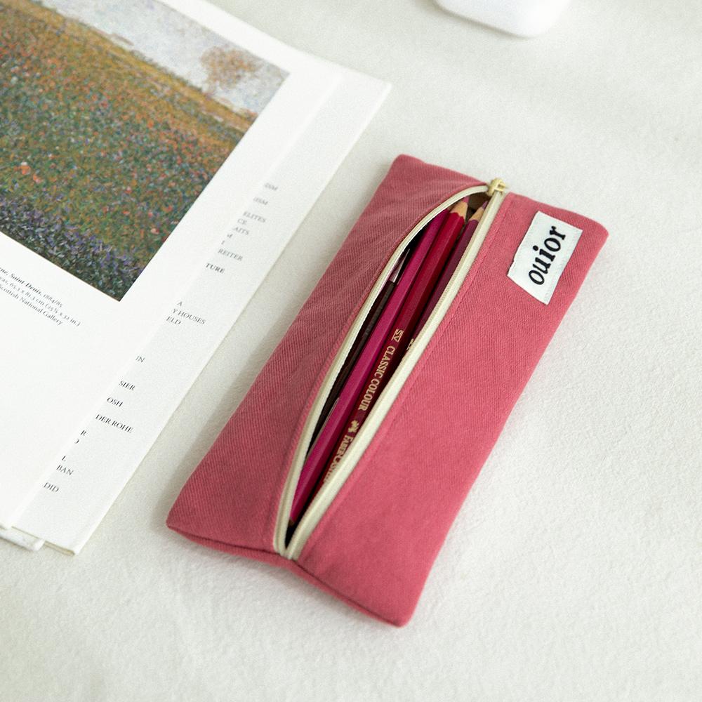 ouior flat pencil case - raspberry (middle zipper)