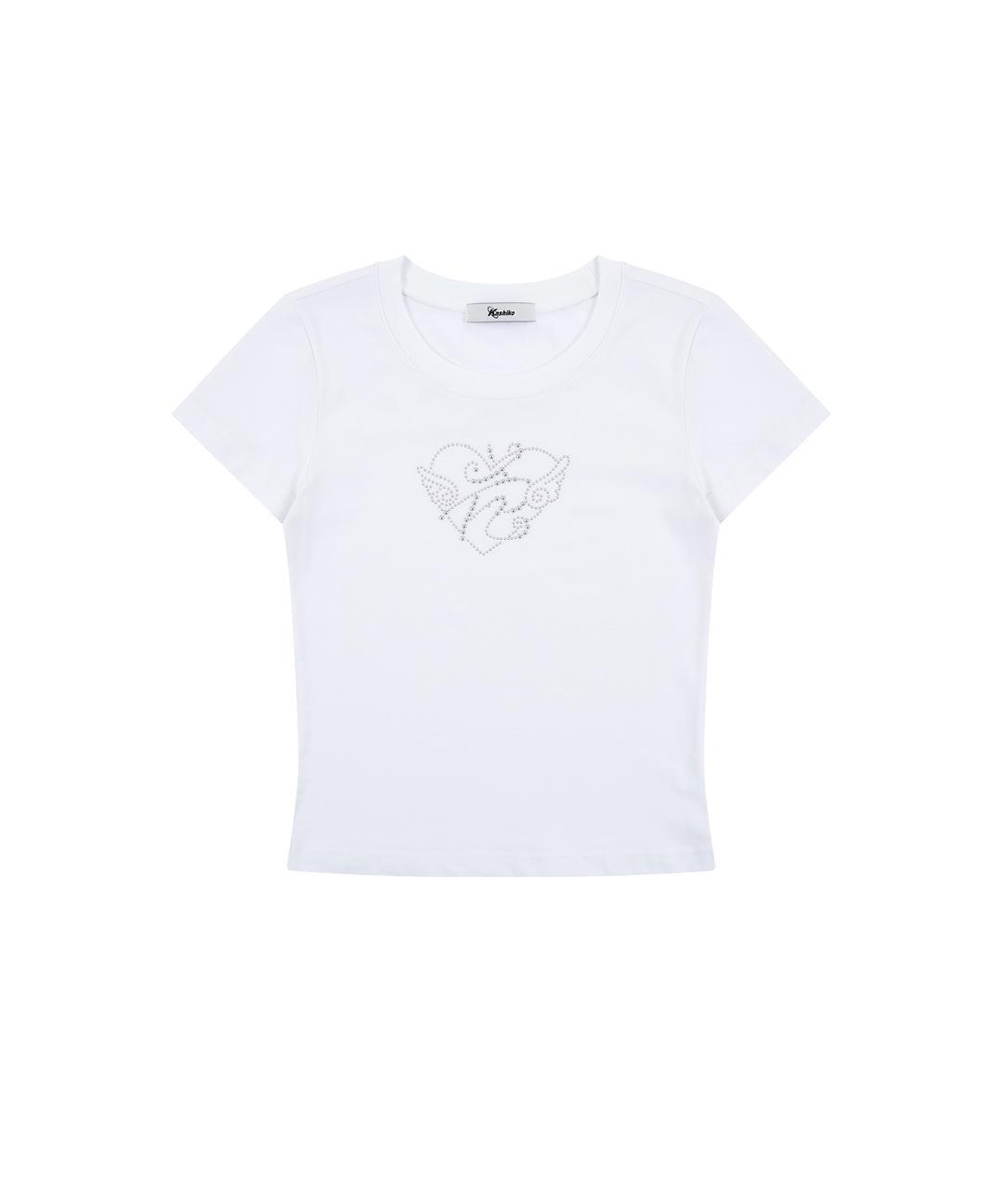 Flower Heart Baby Tee White
