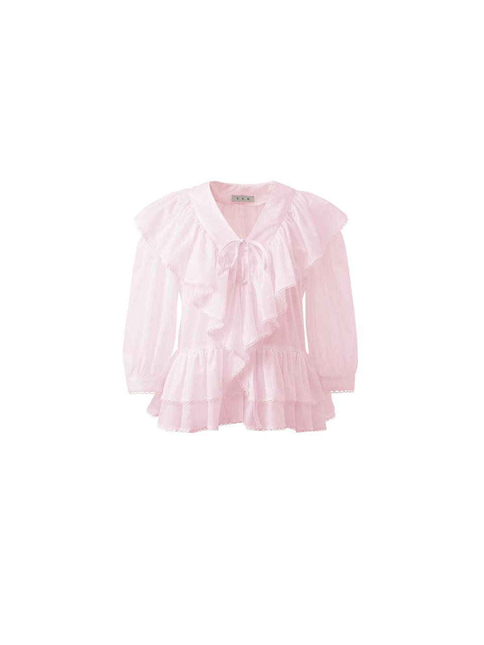 브이넥 프릴 블라우스 (2COL)