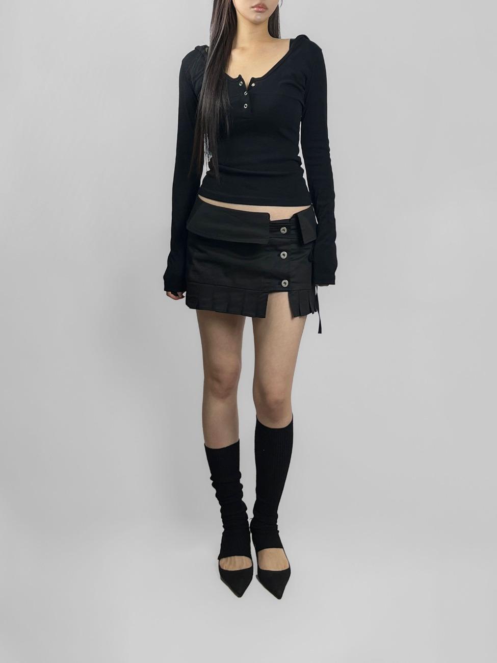 STRAP BUTTON POLD LOW MINI SKIRT