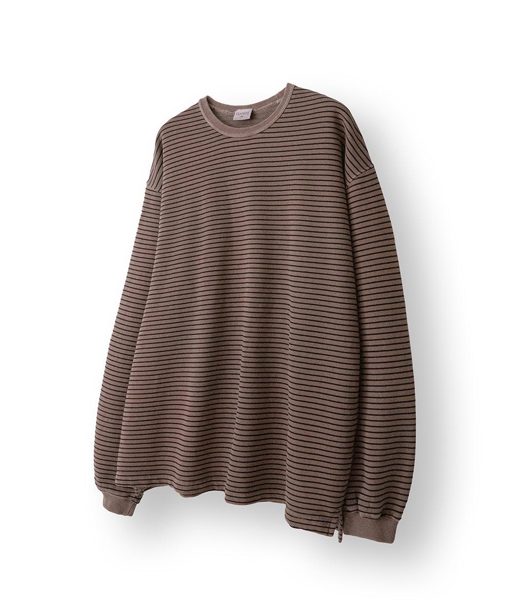 Garment Dying Stripe Tee [Red Brown]