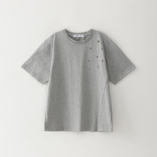 Bluesf vintage 90s star crop Tee [Melange Grey]