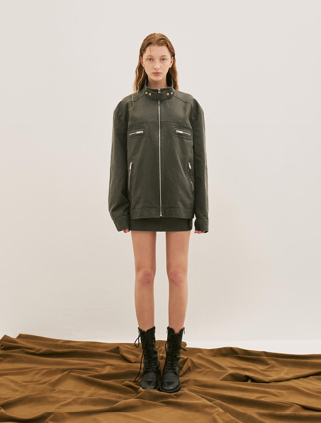 빈티지 크랙 라이더 재킷 (그레이)