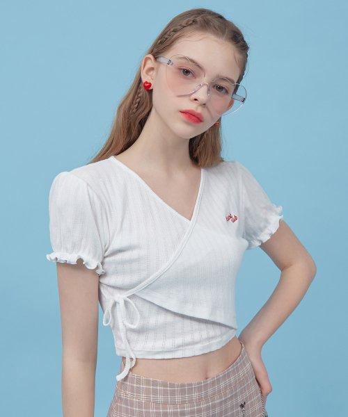 Heart Wrap Crop Top_Ivory